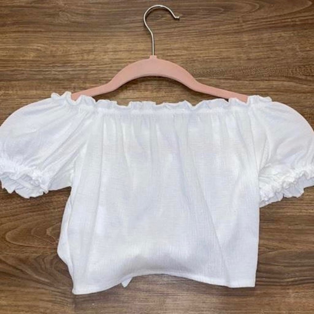 white off the shoulder crop top